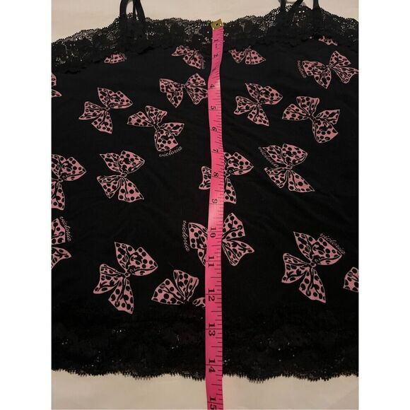 Heavenly by Victoria's Secret black cami with pink butterfly print, lace and ruf - Picture 4 of 5